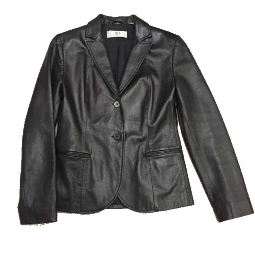 Women's Black Leather Blazer